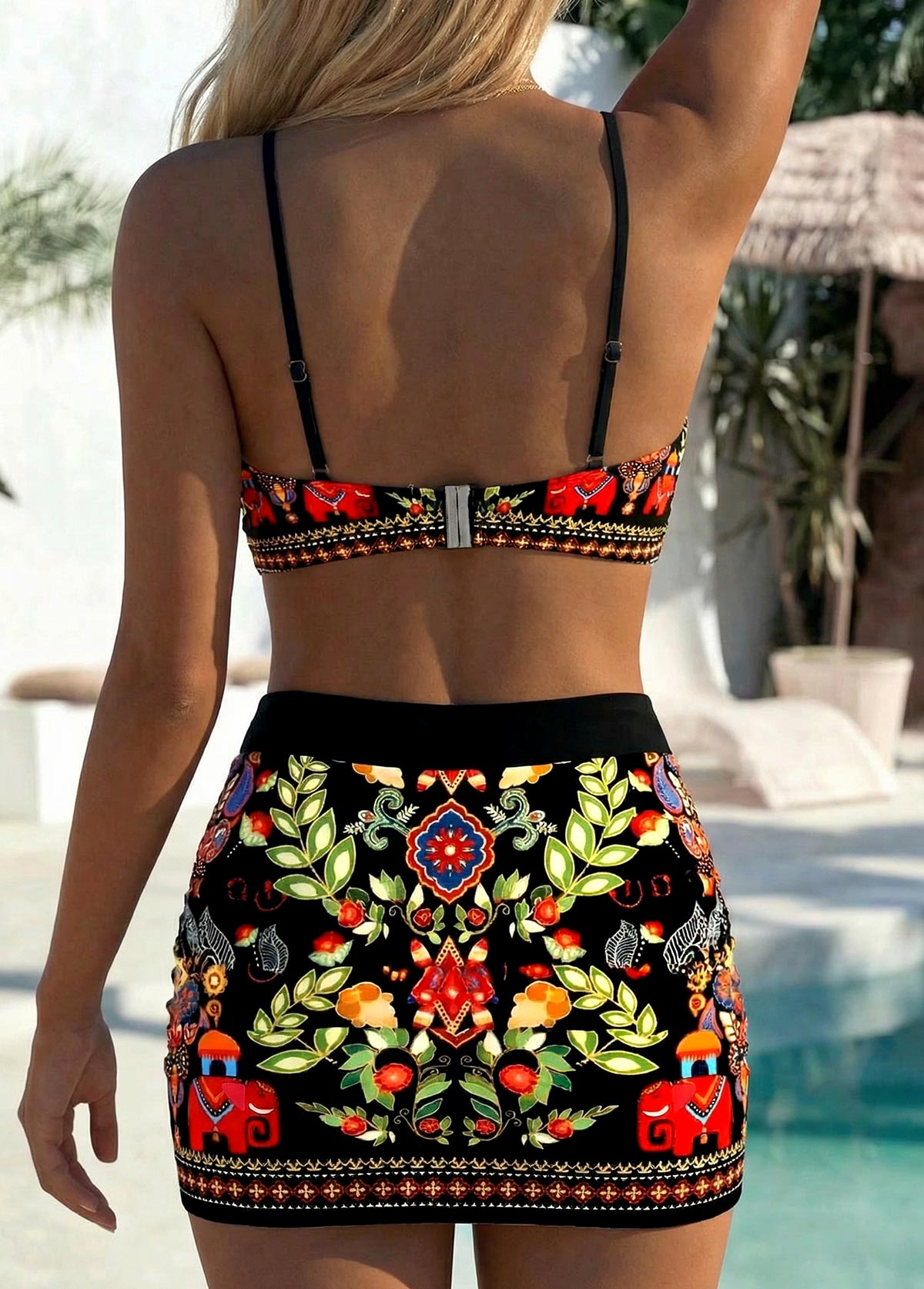 Black High Waisted Tribal Print Bikini Set | picture 2