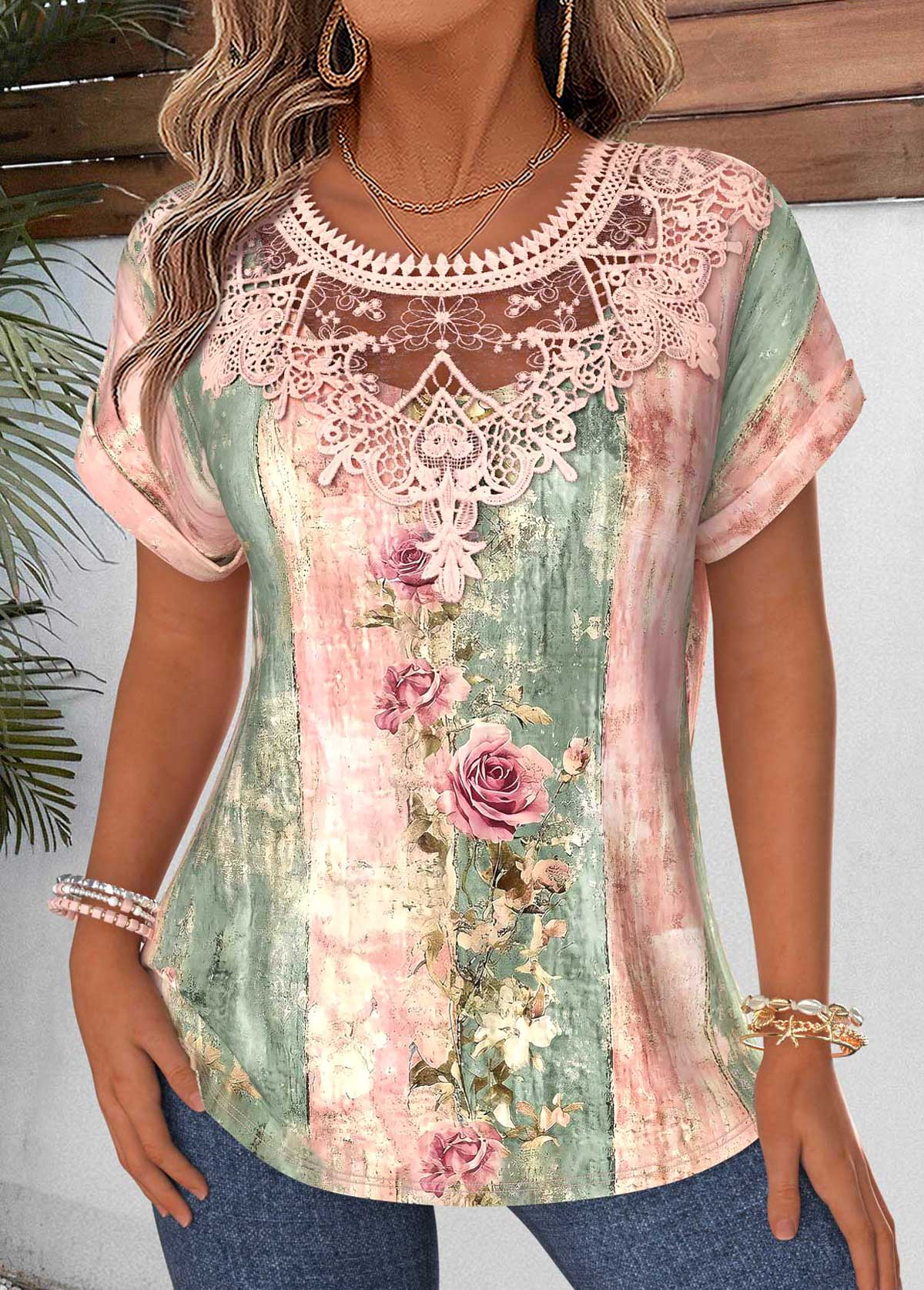 Multi Color Random Floral Print Tummy Coverage Blouse | picture 