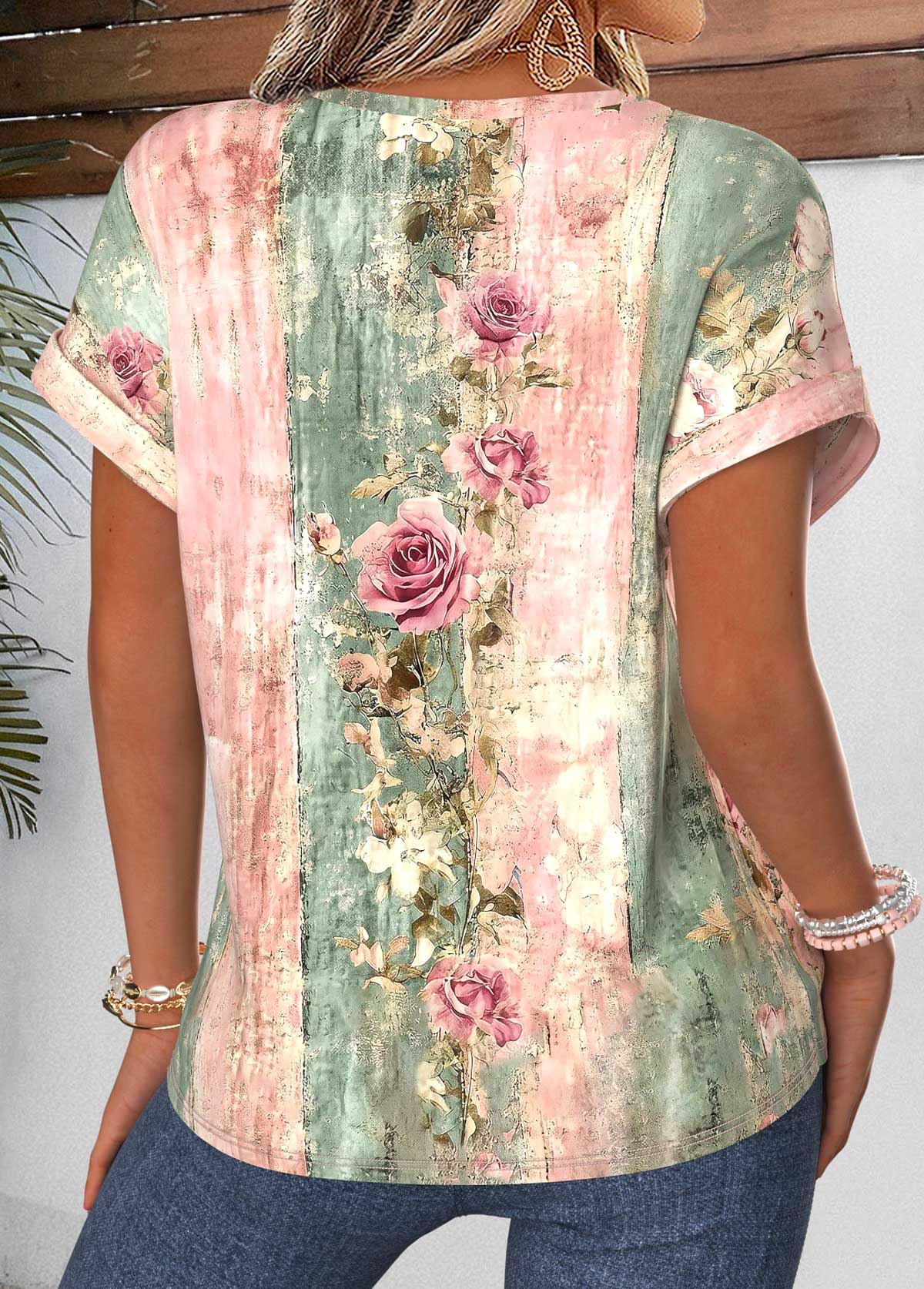 Multi Color Random Floral Print Tummy Coverage Blouse | picture 