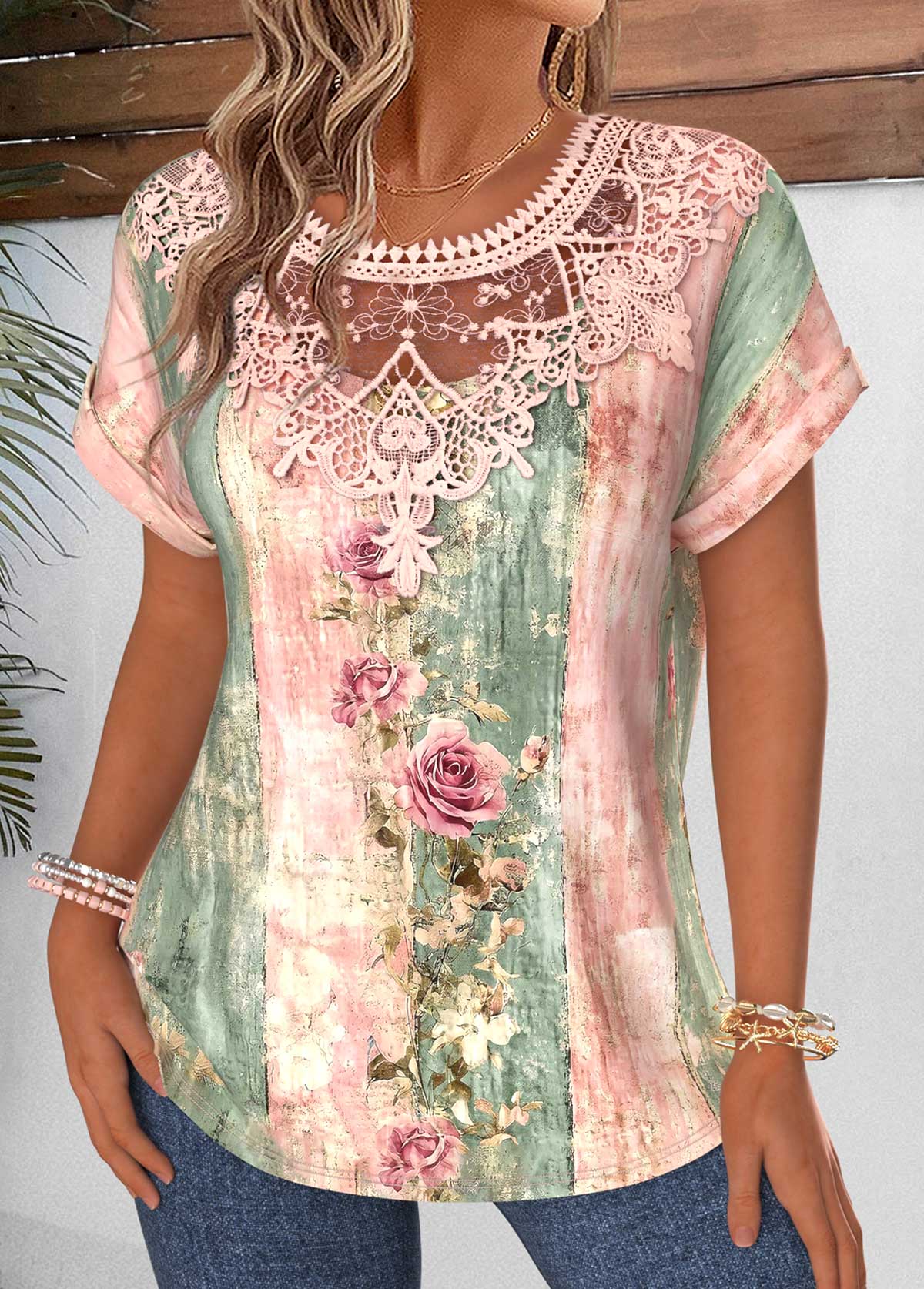 Multi Color Random Floral Print Tummy Coverage Blouse | picture 