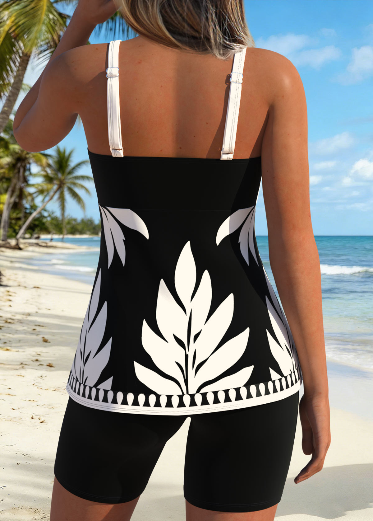 Black Mid Waisted Cut Out Tankini Set | picture 