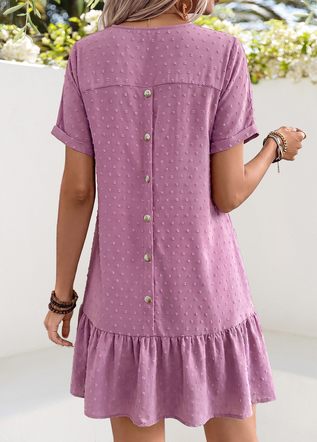 Purple Short Tummy Coverage V Neck Dress | picture 