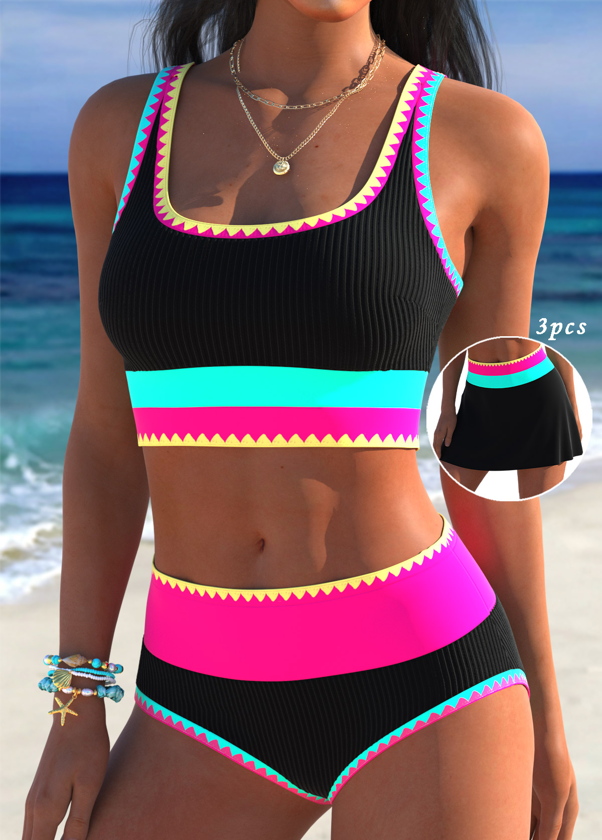 Multi Color Mid Waisted Bikini Set | picture 