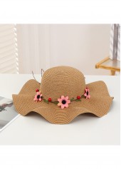 Dark Camel Color Straw Detail Hat
