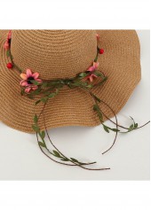 Dark Camel Color Straw Detail Hat | thumb picture 