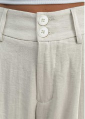 Beige Soft Straight Leg Button Fly High Waisted Pants | thumb picture 