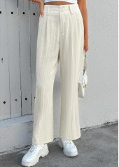 Beige Soft Straight Leg Button Fly High Waisted Pants | thumb picture 