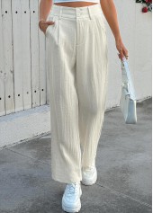 Beige Soft Straight Leg Button Fly High Waisted Pants | thumb picture 