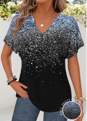 Raw White Ombre Tummy Coverage Short Sleeve T Shirt