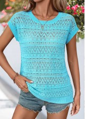 Blue Tummy Coverage Short Sleeve Round Neck T Shirt | thumb picture 