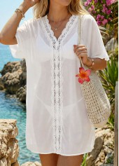 Tummy Coverage White V Neck Cover Up | thumb picture 