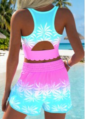 Multi Color Mid Waisted Scalloped Hem Bikini Set | thumb picture 