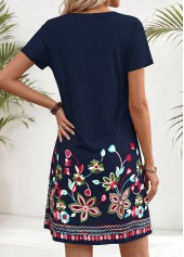 American Flag Navy Floral Print Short Tummy Coverage Dress | thumb picture 