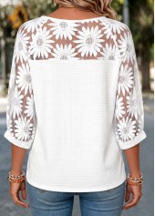 White Tummy Coverage 3/4 Sleeve Round Neck Blouse | thumb picture 