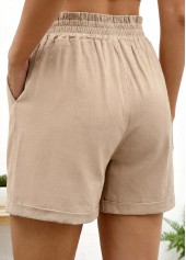 Light Coffee Elastic Waist High Waisted Shorts | thumb picture 