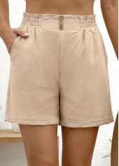 Light Coffee Elastic Waist High Waisted Shorts | thumb picture 