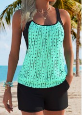 Cyan Mid Waisted Pocket Tankini Set | thumb picture 
