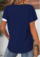 Navy Polka Dot Patchwork Short Sleeve T Shirt | thumb picture 