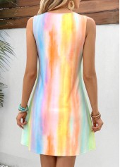 Multi Color Ombre Short Twist Sleeveless V Neck Dress | thumb picture 