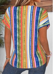 Multi Color Striped Tummy Coverage Short Sleeve T Shirt | thumb picture 