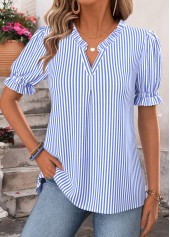 Light Coffee Polka Dot Curved Hem Short Sleeve Blouse