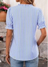 Light Coffee Polka Dot Curved Hem Short Sleeve Blouse | thumb picture 