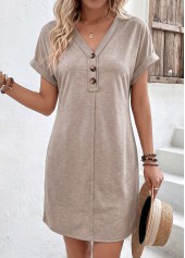 Gray Brown Short Tummy Coverage V Neck Dress | thumb picture 