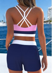 Navy Mid Waisted Layered Bikini Set | thumb picture 