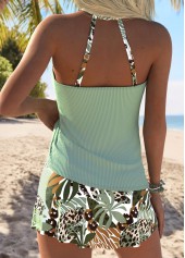 Sage Green Mid Waisted Lace Up Tankini Set | thumb picture 