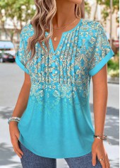 Mint Green Tribal Print Tuck Stitch T Shirt | thumb picture 