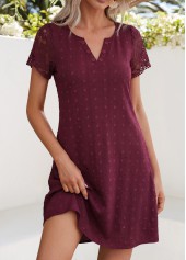 Dark Reddish Purple Short Tummy Coverage Split Neck Dress