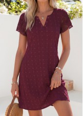 Dark Reddish Purple Short Tummy Coverage Split Neck Dress | thumb picture 