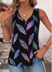 Raw White Feathers Print Sleeveless Tank Top and Camsiole