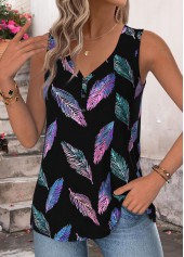 Raw White Feathers Print Sleeveless Tank Top and Camsiole | thumb picture 