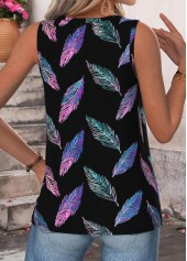Raw White Feathers Print Sleeveless Tank Top and Camsiole | thumb picture 
