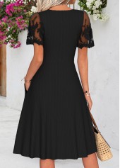 Black Patchwork Short Sleeve V Neck Dress | thumb picture 