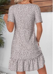 Grey Polka Dot Short Tummy Coverage V Neck Dress | thumb picture 