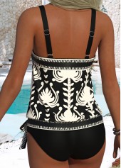 Coral Mid Waisted Blouson Tribal Print Tankini Set | thumb picture 