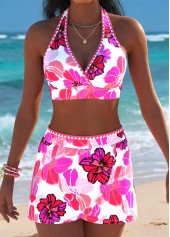 Hot Pink Mid Waisted Thigh Slimmer Bikini Set | thumb picture 