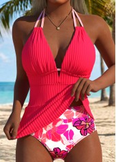 Hot Pink Mid Waisted Tummy Coverage Tankini Set