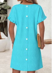 Cyan Short Sleeve Round Neck Dress