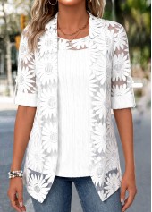 White Two-piece Half Sleeve Cardigan and Tank Top | thumb picture 