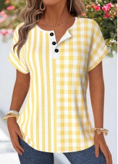 Light Yellow Geometric Print Tummy Coverage T Shirt