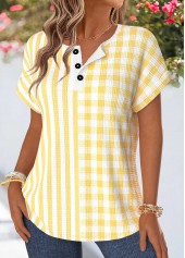 Light Yellow Geometric Print Tummy Coverage T Shirt | thumb picture 