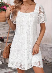 White Short Layered Square Neck Dress