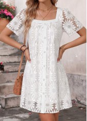 White Short Layered Square Neck Dress | thumb picture 