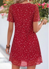 Red Polka Dot Short Layered V Neck Dress | thumb picture 
