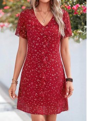 Red Polka Dot Short Layered V Neck Dress | thumb picture 