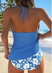 Dusty Blue Mid Waisted Tummy Coverage Tankini Set | thumb picture 
