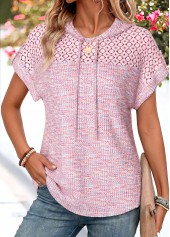 Pink Curved Hem Short Sleeve Hooded T Shirt
